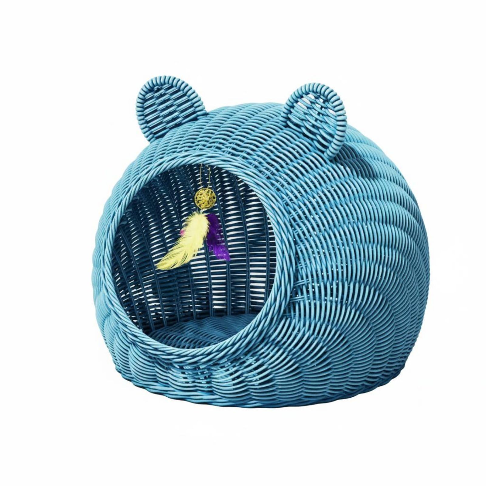 Amazon.co.jp: AWHAO 夏用猫ちぐら 通気性 藤編み猫ベッド 洗える